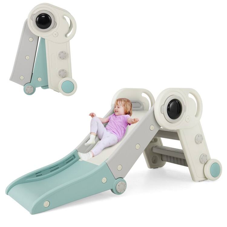 HDPE Kids Slide Climber 2-in-1 Foldable Indoor Playset - 45" x 49" x 21" - Blue