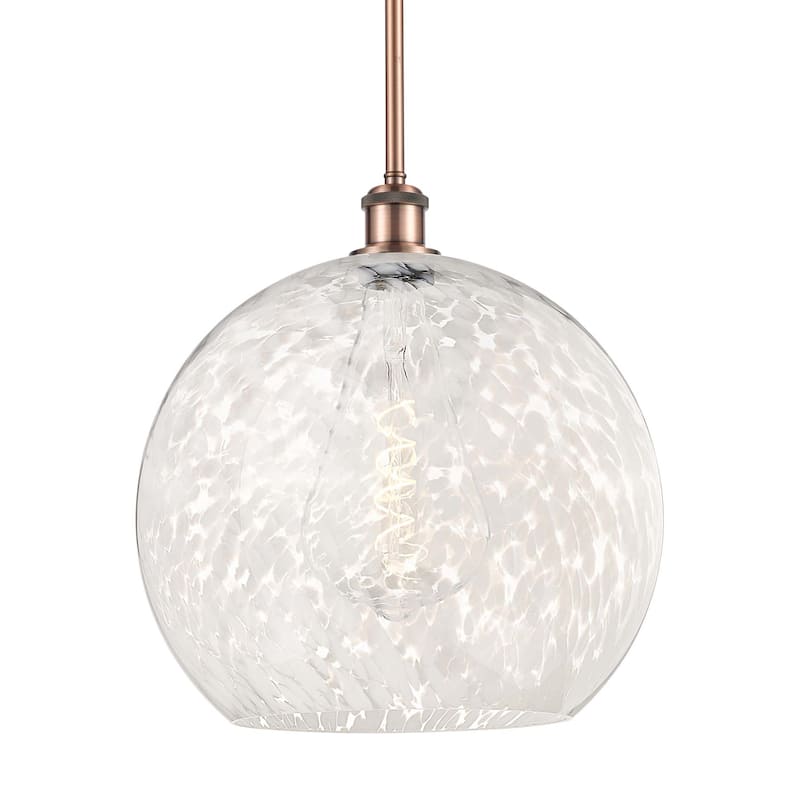 Innovations Lighting 516-1S-17-14 White Mouchette Pendant White - Antique Copper / White Mouchette