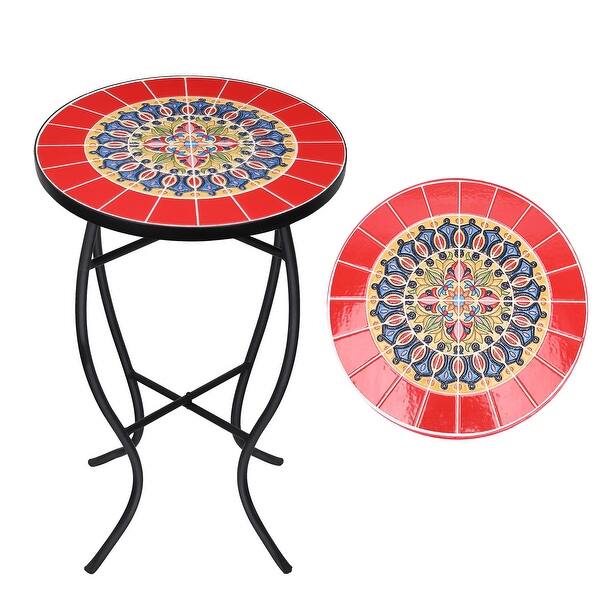 Mosaic Outdoor Side Table - Small Patio Table Coffee Table Outside ...