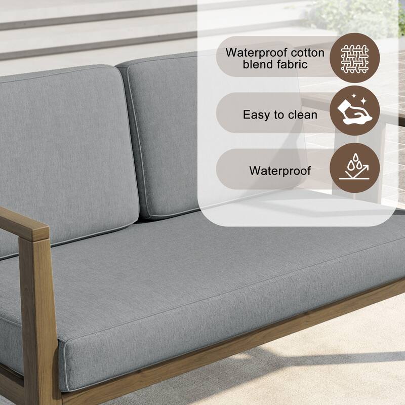 Outdoor Teak Solid Wood Patio Furniture Set Loveseat Armchair Table Collection