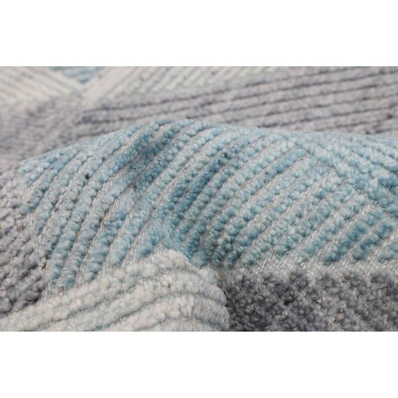 ECARPETGALLERY Hand-knotted Tangier Sky Blue Wool Rug - 8'3 x 9'10