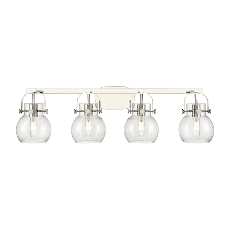 Innovations Lighting Pilaster II Sphere - 4 Light 6" Wall-Mounted Bath Vanity Light.