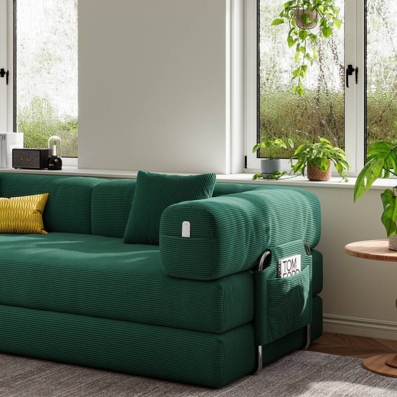 78.8" Floor Standing Sofa Bed Arm Comfort Sofa Bed, Convertible Pudding Block Sofa