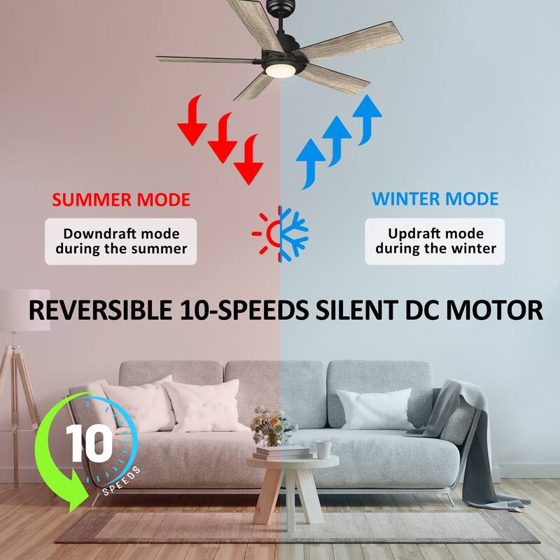 CARRO Joule 48" Smart Ceiling Fan with LED Light and Remote-Downrod