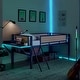 preview thumbnail 7 of 19, Single metal loft bed with rectangular desk, LED lights rattan g