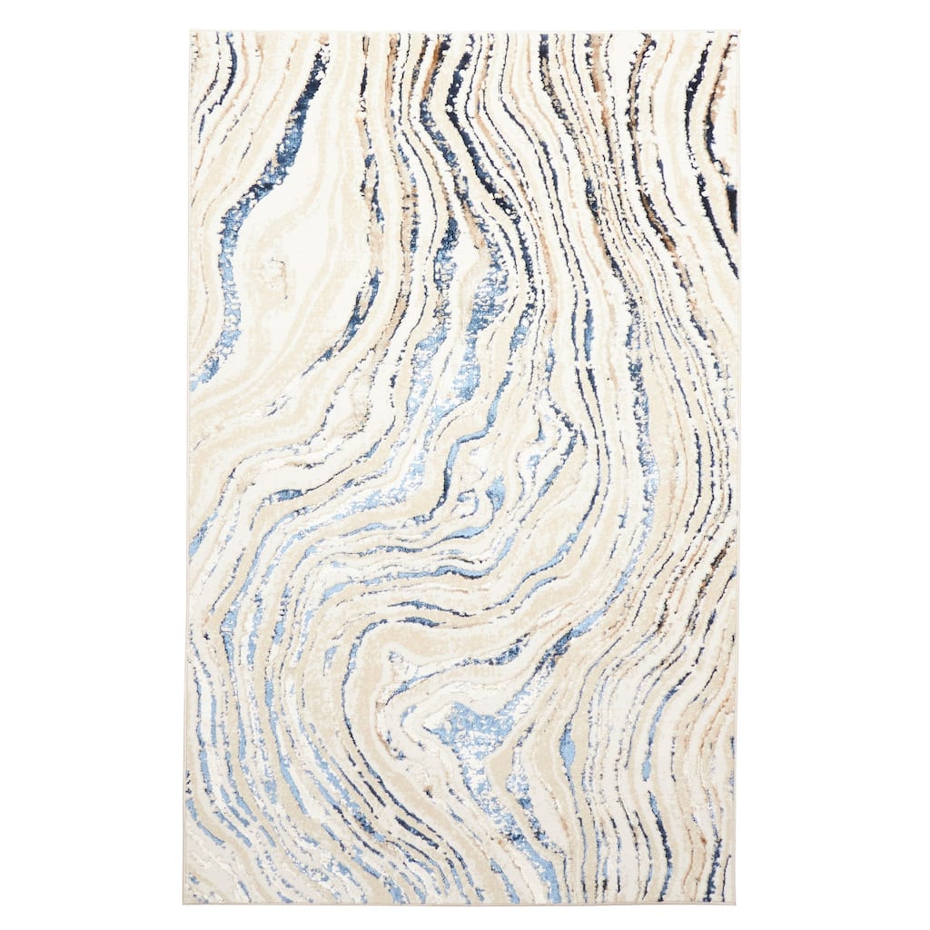 ECARPETGALLERY Machine Made Clara Blue Area Rug