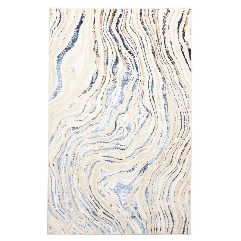 ECARPETGALLERY Machine Made Clara Blue Area Rug - Blue - 5'0 x 8'0