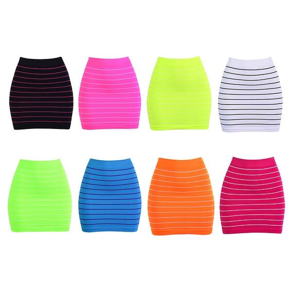 Shop Unibasic Women Smooth And Stretchy Nylon Stripped Skirt One