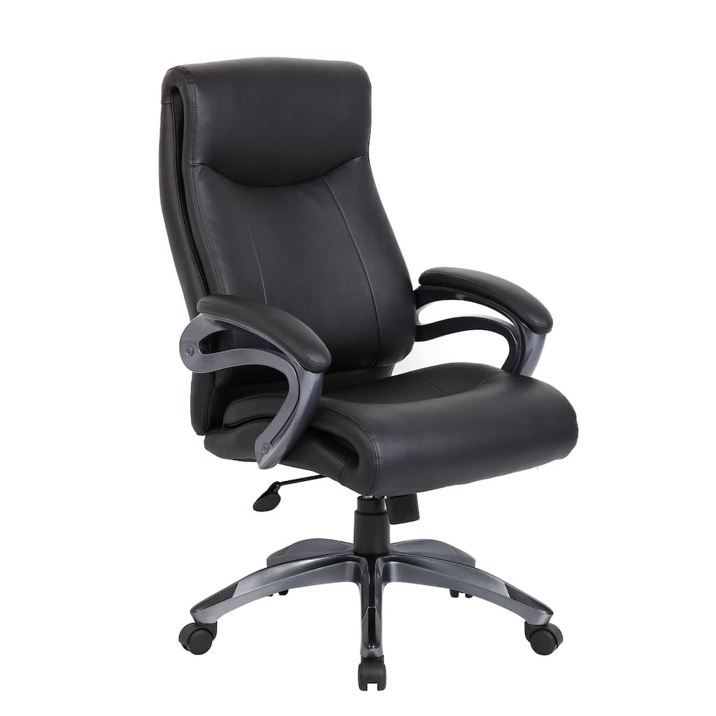 Sian Rolling Executive Chair with Dark Gray Finish, Black Faux Leather