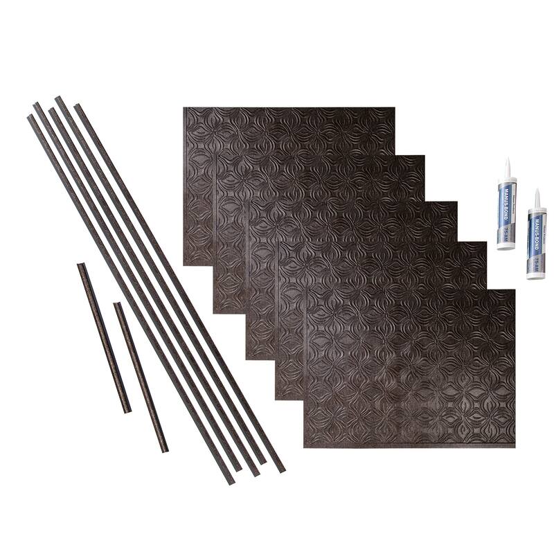 FASÄDE Lotus Decorative Vinyl Backsplash Panel - 15 Sq Ft Kit - Smoked Pewter