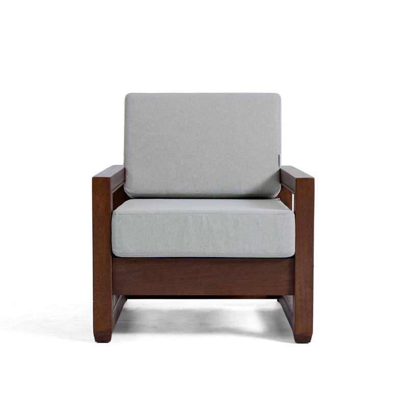 3-Piece Teak Wood Chair Outdoor Patio Conversation Set with Table