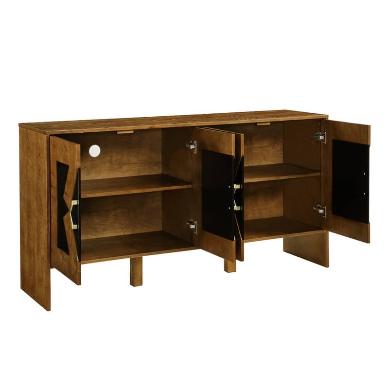 60" Mid-Century Buffet Cabinet - Geometric Storage Unit For Living Room, Dining Room, Or Entryway‌ - 15.75"D x 60"W x 31.5"H
