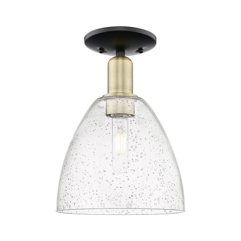 Innovations Lighting Endless Possibilities Arcadia - Bristol - 1 Light 9" Semi-Flush Mount - Black Antique Brass/Seedy