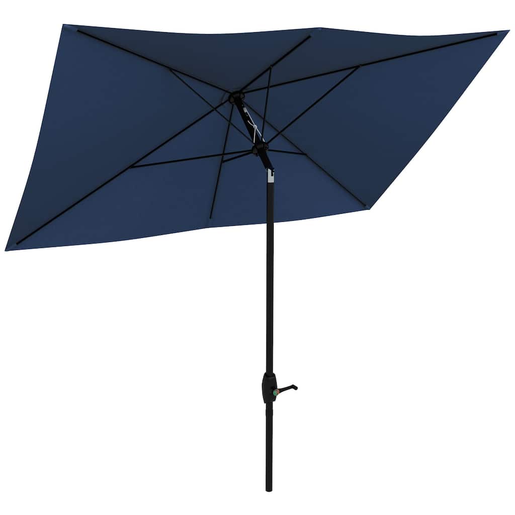 6.5' x 10' Rectangular Market Umbrella, Patio Outdoor Table Umbrella with Crank and Push Button Tilt