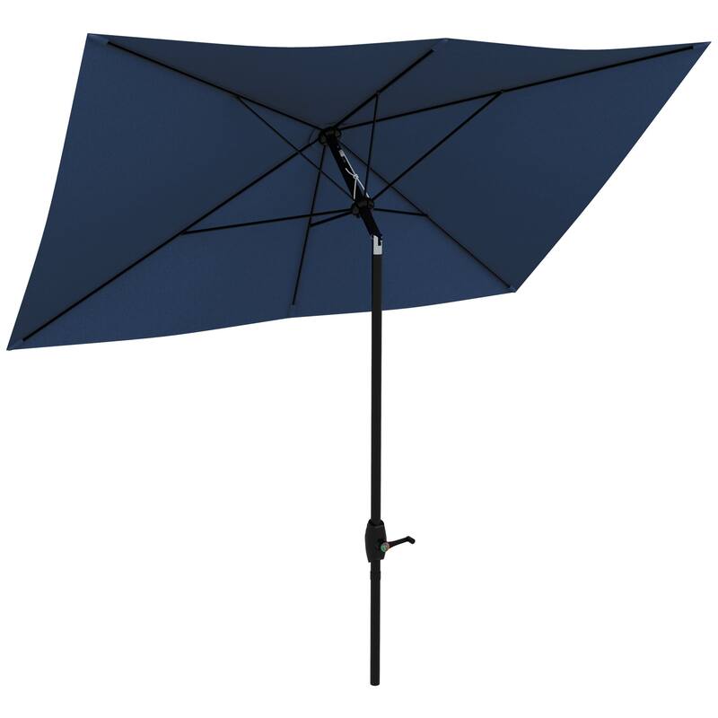 6.5ft x 10ft Rectangular Patio Umbrella with Crank and Tilt, Blue - Blue