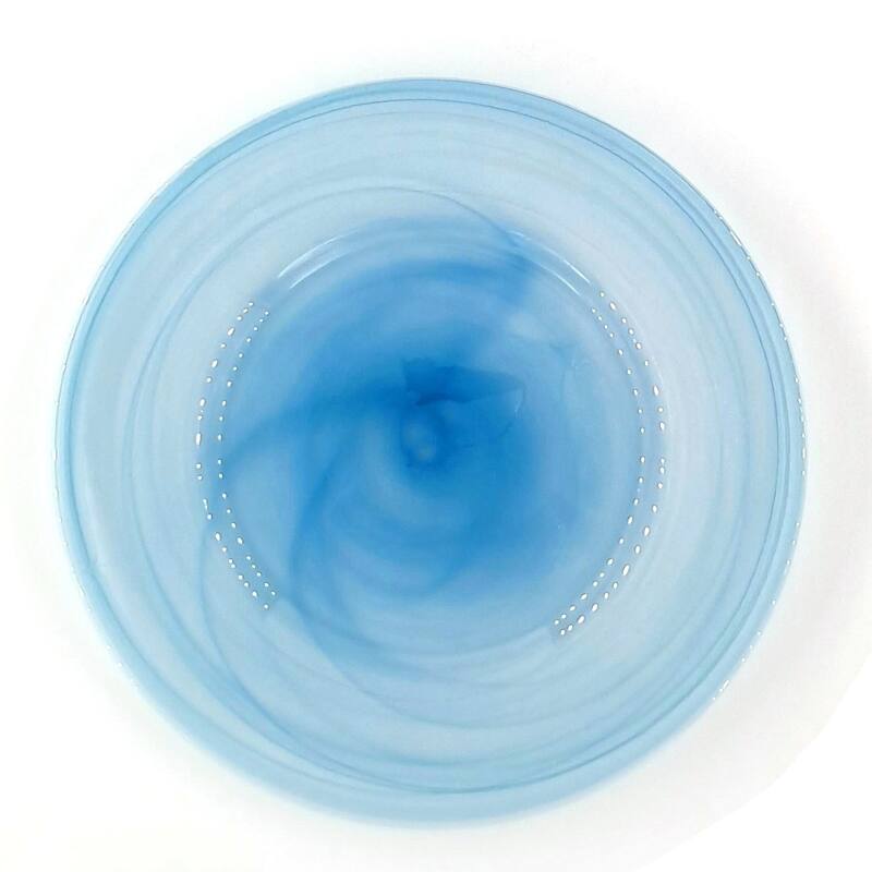 13" Aqua Charger Plate with Marbleized Alabaster Swirl Finish Ideal for Dinner Parties or Weddings - Set-8