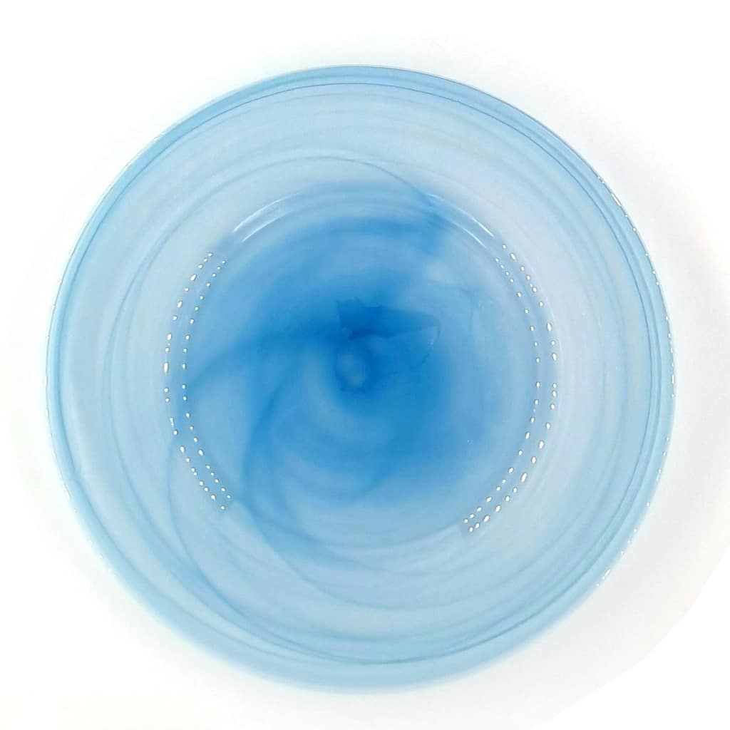 13" Aqua Charger Plate with Marbleized Alabaster Swirl Finish Ideal for Dinner Parties or Weddings