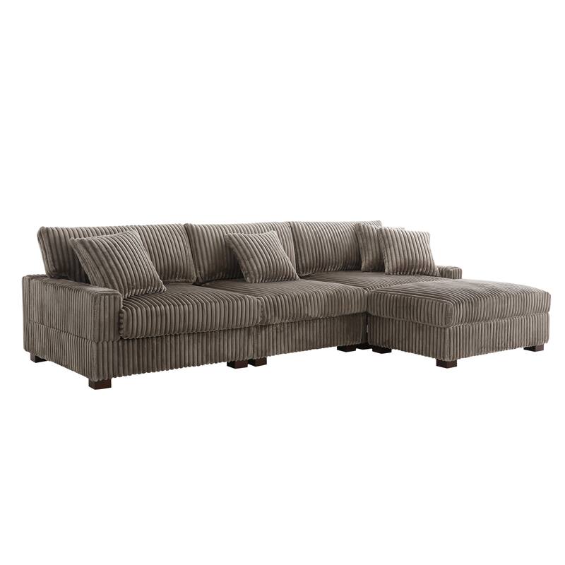 118.3" W Upholstered Sectional Modular Sofa with Ottoman