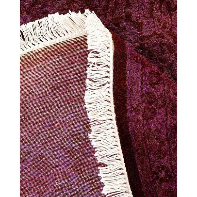 Overton Hand Knotted Wool Vintage Inspired Modern Contemporary Overdyed Purple Round Area Rug - 6' 1" x 6' 1"
