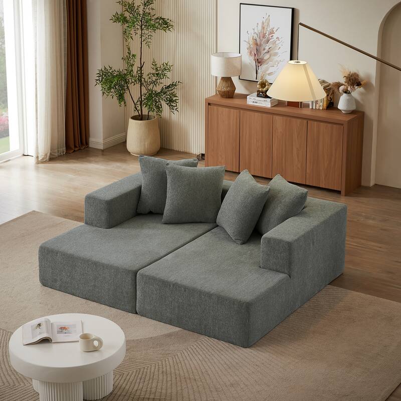 2-Seater Chenille Sofa with Chaise, Comfortable and Versatile for Living Room or Office