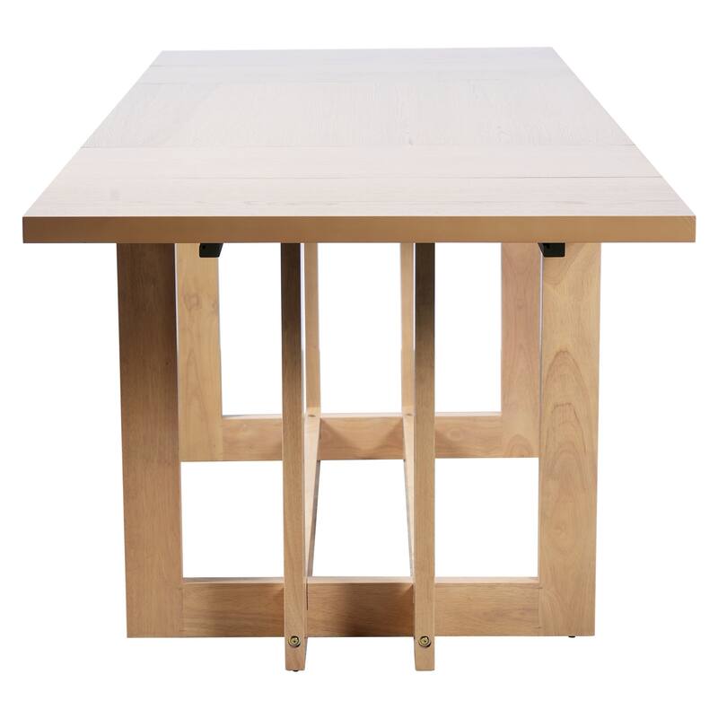 82" Rustic Extendable Dining Table Set: 7-Piece Trestle Table with 6 Upholstered Chairs & 2 Removable Leaves