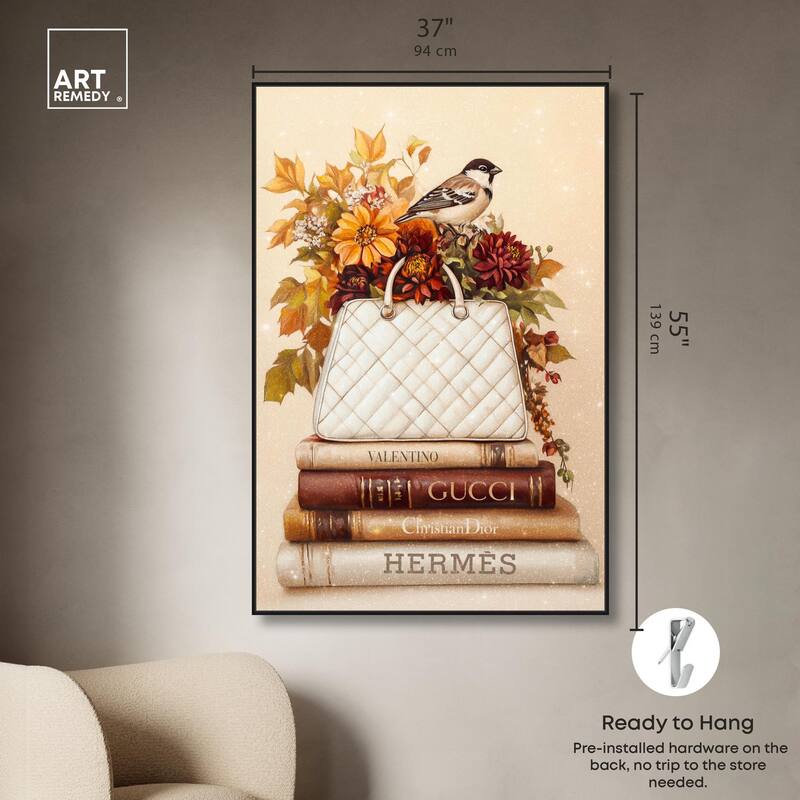 Little Bird Fall Flowers Glam Canvas by Art Remedy
