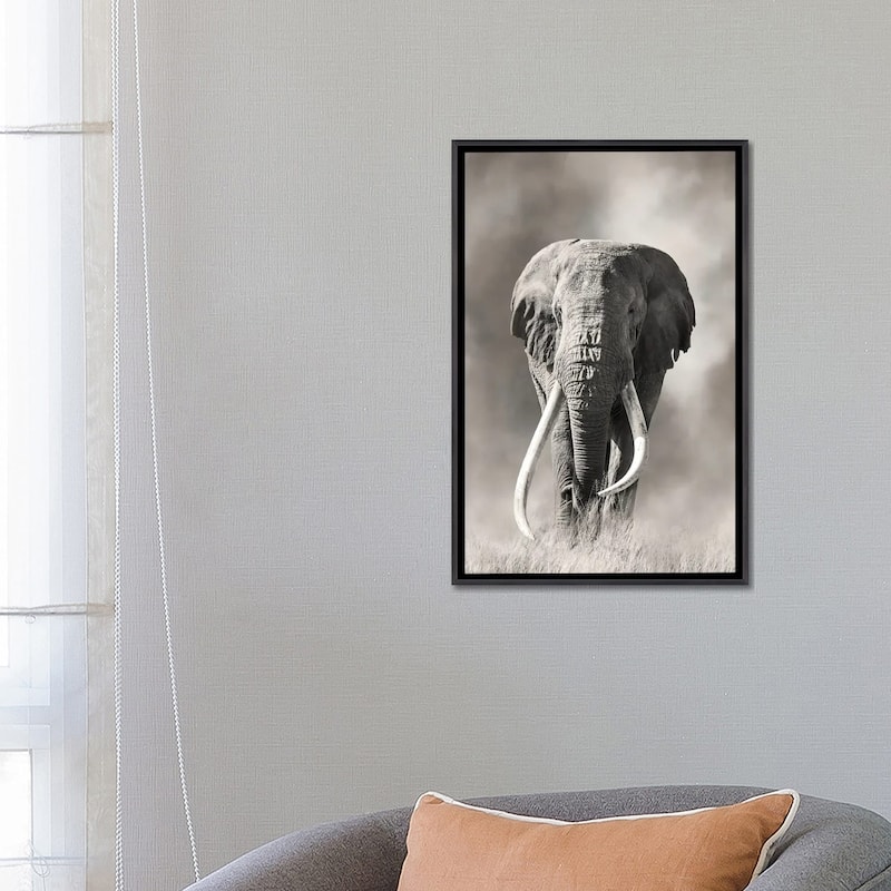 iCanvas "Giant Tusk Bull Elephant Emerges From The Dust Amboseli National Park" by Jane Rix Framed