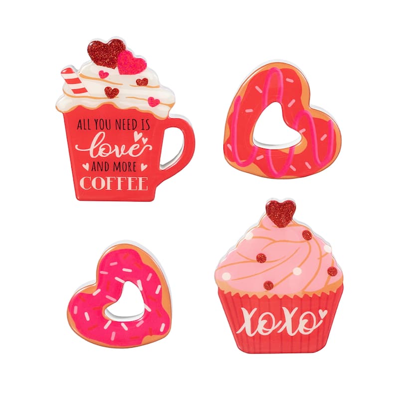 Glitzhome 4.75"H Set of 4 Valentine's Epoxy Block Table Decor - 4.75''H