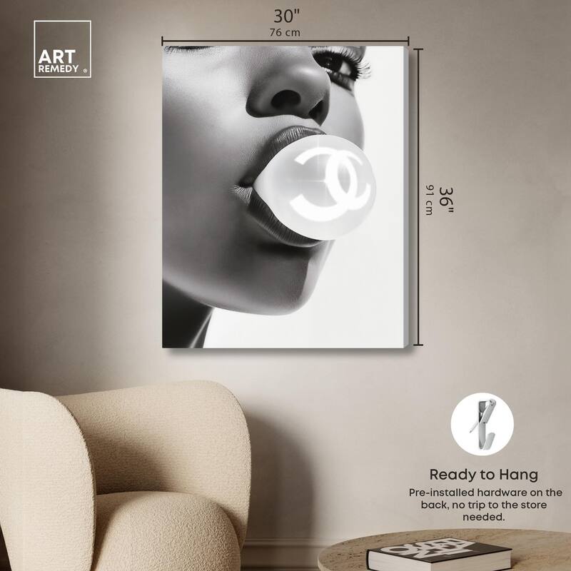 Bubble Gum Pop Monochrome Canvas by Art Remedy, Gallery Wrapped