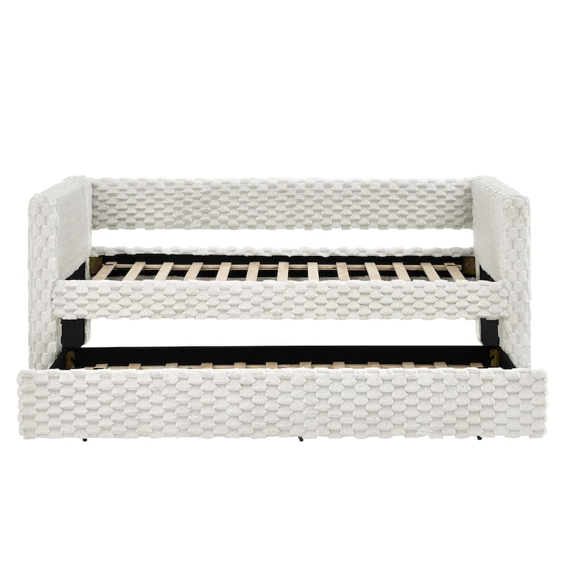 Upholstered Corduroy Fabric Twin Size Sofa Daybed