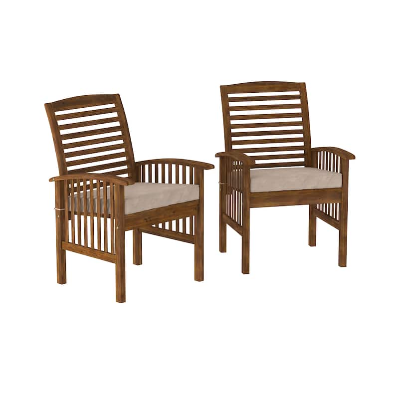 Walker Edison Surfside Acacia Wood Outdoor Chairs (Set of 2)