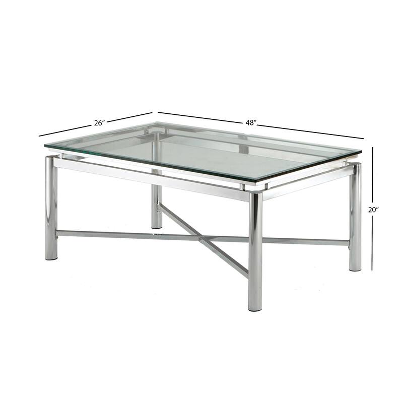 Steve Silver Jules Chrome and Glass Coffee Table