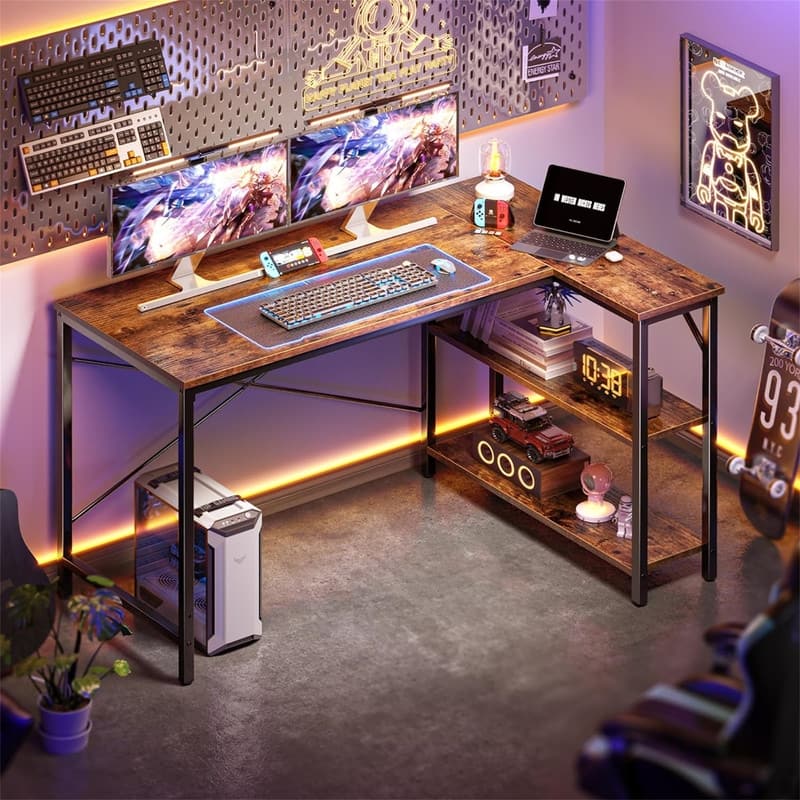 47 Inches Computer Desk with Reversible Storage Shelves