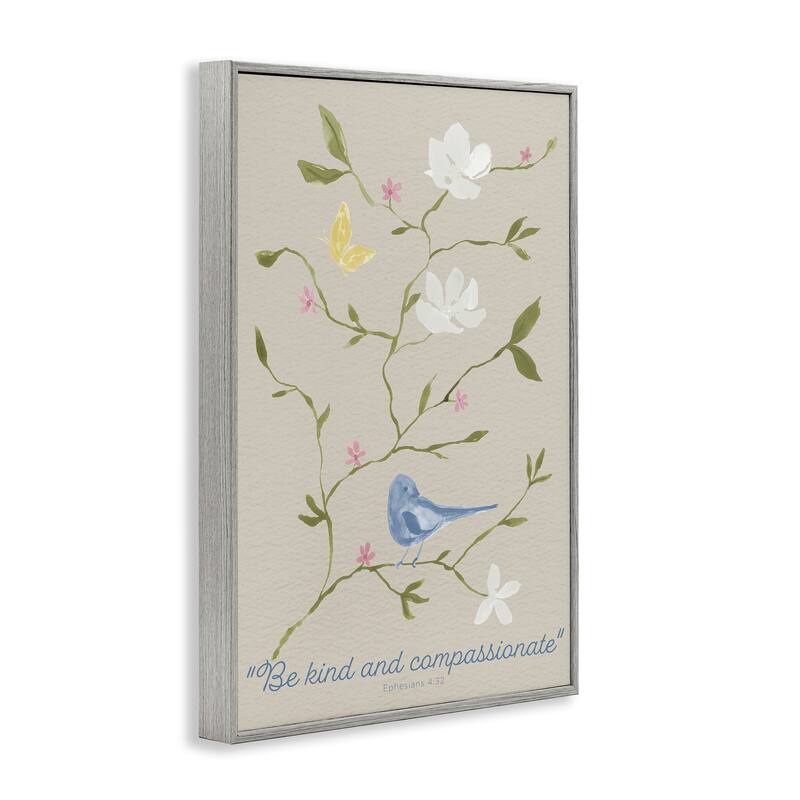 Stupell Floral Be Kind & Compassionate Framed Giclee Art Design By Lucille Price