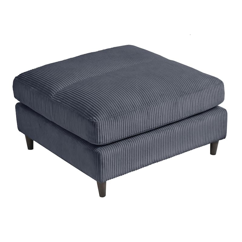 Corduroy Modular Sectional Sofa, 6-Seat Convertible with Footstool