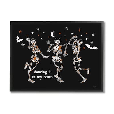 Stupell Dancing In My Bones Skeletons Framed Giclee Art Design by Lux + Me Designs