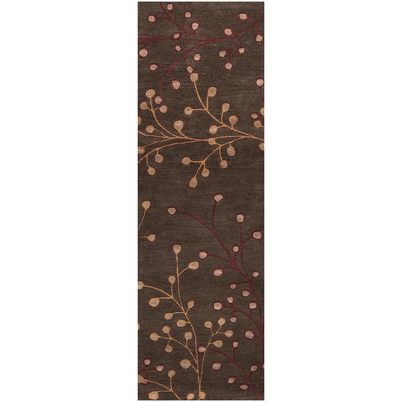 Livabliss Athena French Country Floral & Botanical Hand Tufted Area Rug - 3' x 12' Runner - Brown