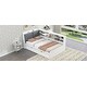 preview thumbnail 28 of 32, Wood Twin Size Platform Bed with Trundle, Shelves and Storage Headboard, Gray