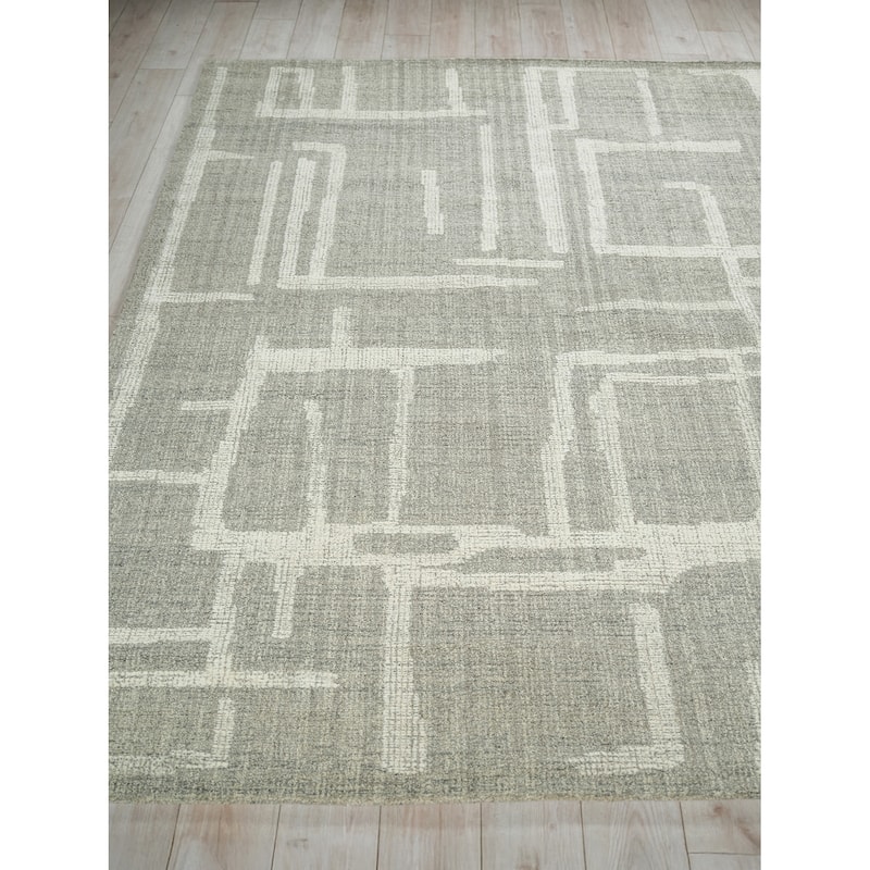 Breckenridge Handmade Hand Tufted New Zealand Wool Gray/Ivory Area Rug.