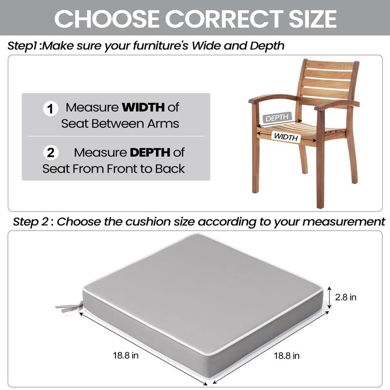 VredHom 17''/18.8'' Square Outdoor Chair Pad (Set of 2/4)