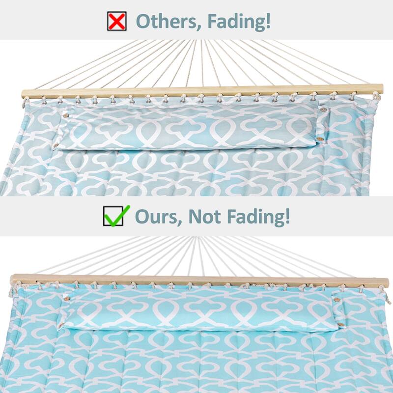 78'' Quilted 2 Person Hammock Beach Swing with Spreader Bars&Pillow - 55.1*122*1