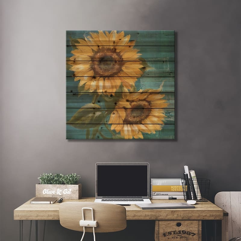 Sunflower II Print On Wood by Conrad Knutsen - Multi-Color