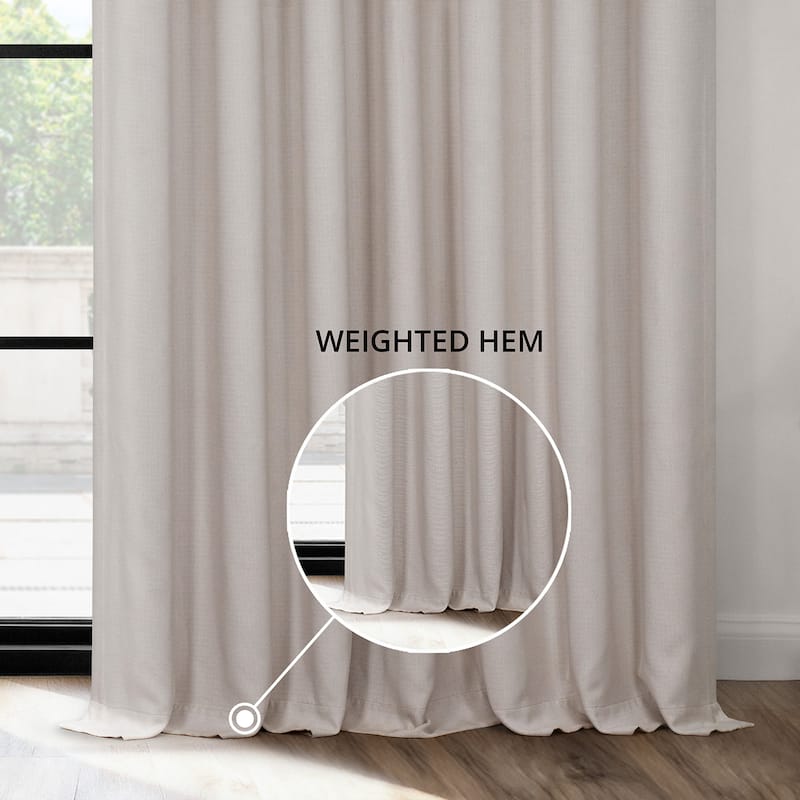 Exclusive Fabrics Textured Faux Linen Extra Wide Room Darkening Curtains for Bedroom & Living Room Curtains (1 Panel)