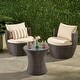 preview thumbnail 9 of 11, Kono 3-piece Wicker Chat Set by Christopher Knight Home Brown/Beige