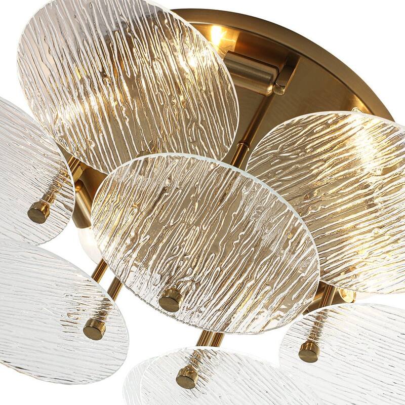 Contemporary Glam 6-Light Clear Ripple Glass Tiered Semi-flush Mount - 25.0 in
