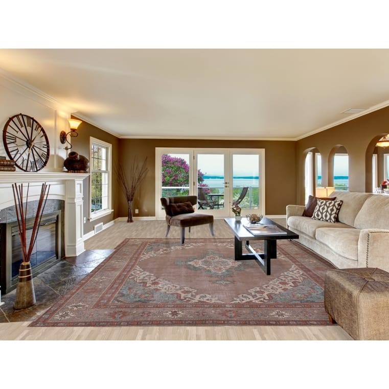 Over-Dyed Distressed Tabriz Persian Antique Wool Carpet - 9'11" x 12'11"