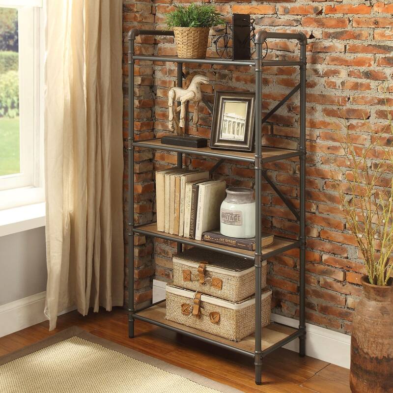 4 Tier Bookshelf with Metal Steel Tube