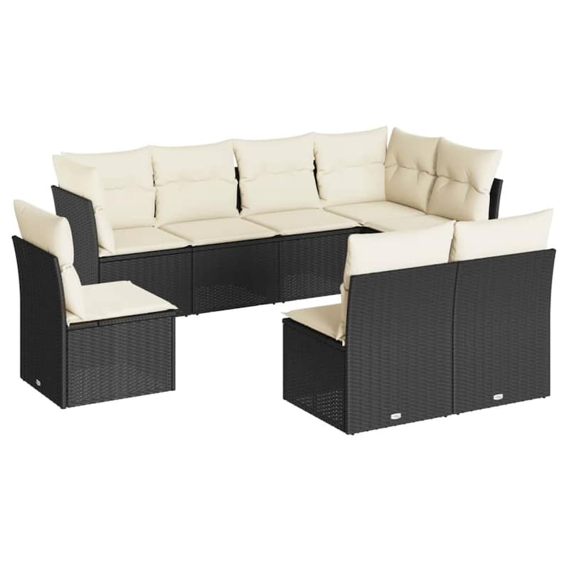 vidaXL Garden Sofa Set Black PE Rattan Large Modular Garden Sofa Set - 24.4 x 24.4 x 27.2
