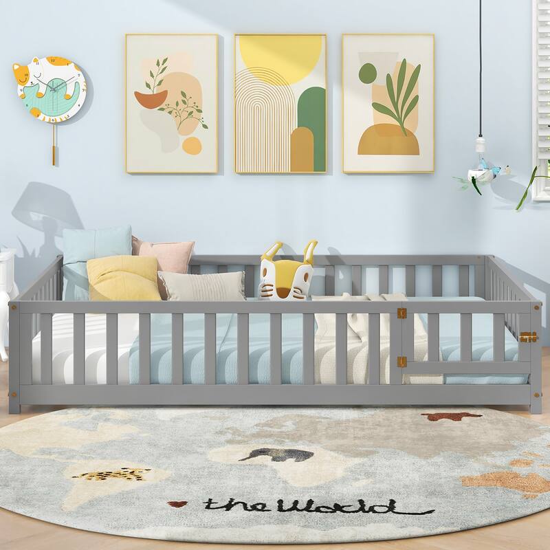 Gymax Full Size Floor Bed Montessori Bed Frame w/ Full-length