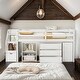 preview thumbnail 20 of 53, Artsy Twin Size Loft Bed with Retractable Writing Desk and 3 Drawers, Wooden Loft Bed with Storage Stairs and Shelves, Espresso